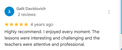 Review from Galit Davidovitch